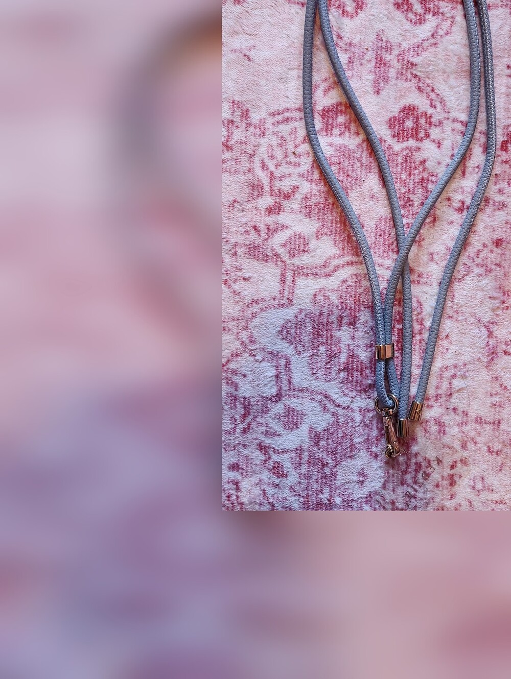 Women's Grey Braided Cell  Phone Crossbody/lanyard Strap with  Gold Accent
